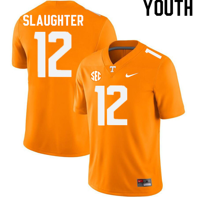 Youth #12 John Slaughter Tennessee Volunteers College Football Jerseys Stitched-Orange